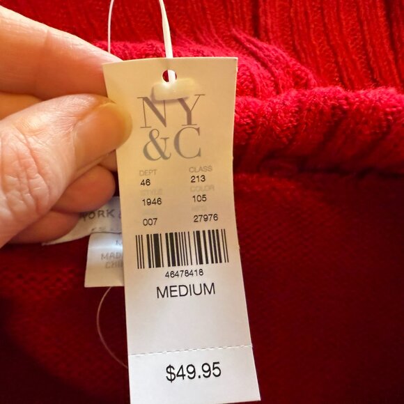 New York & Company Red Cowlneck Sweater  - Pearl Embellishments - Med - Picture 4 of 4